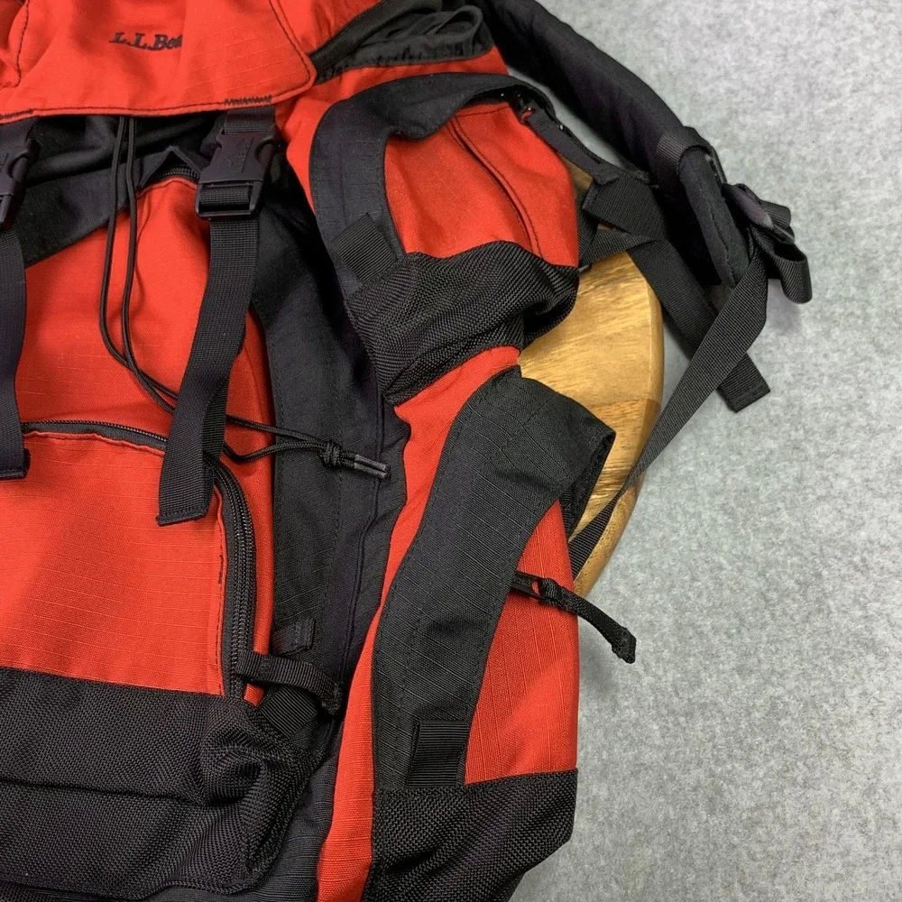 L.L.Bean Hiking Backpack Red Black LG Capacity‎ Camping Pack Waist Belt Hunting